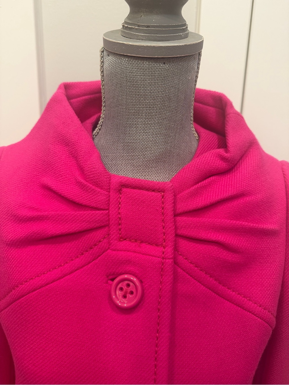 kate spade Fuchsia Bow-Collar Wool-Blend Coat - Picture 2 of 6